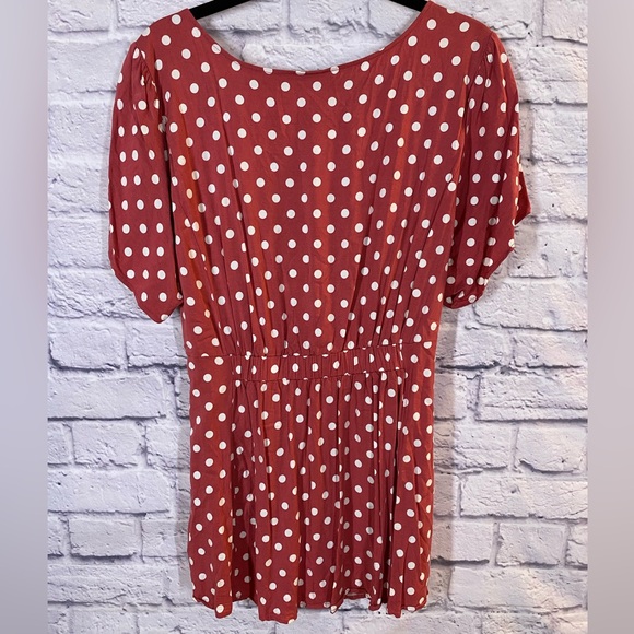 Torrid Polka Dot Ruched Tie Waist Short Sleeve Blouse Plus Size 3X - Picture 7 of 8